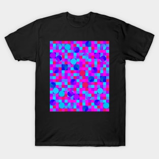 Pink and Blue checkerboard with circles T-Shirt